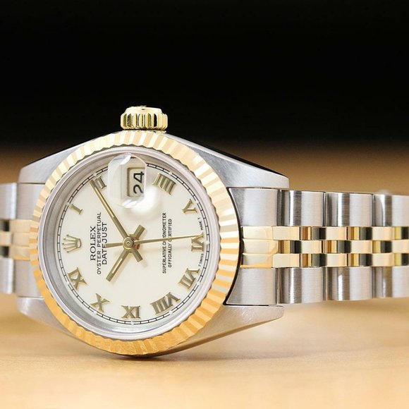 Sale! Rolex Datejust Cream 18k Factory Women's Diamond Watch - Picture 4 of 7